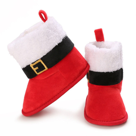 3-18M Baby Girls & Boys Santa Warm Snow Boots  Baby Shoes  