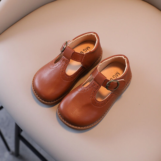 Kid Girls Solid Color British Style Soft Sole Shoes  Accessories  