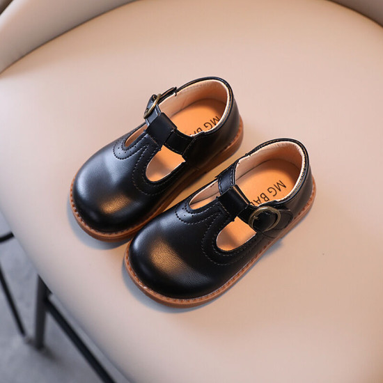 Kid Girls Solid Color British Style Soft Sole Shoes  Accessories  