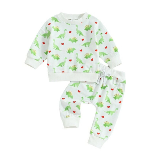 3-24M Baby Dinosaur Print Sweatshirt And Casual Pants Two-Piece Set  Baby Clothes  