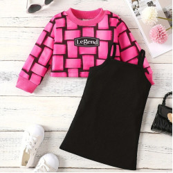 6M-3Y Baby Girls Sets Round Neck Letter Top & Sling Dresses  Baby Clothes  