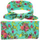 Baby Wrap Floral Print Rabbit Ears Headband Blanket Swaddle  Accessories  