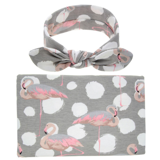 Baby Wrap Floral Print Rabbit Ears Headband Blanket Swaddle  Accessories  