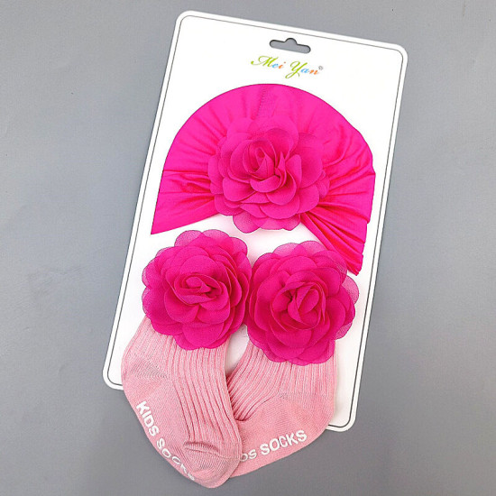 Newborn Sets Flower Baby Turban Hat And Socks  Accessories Vendors  