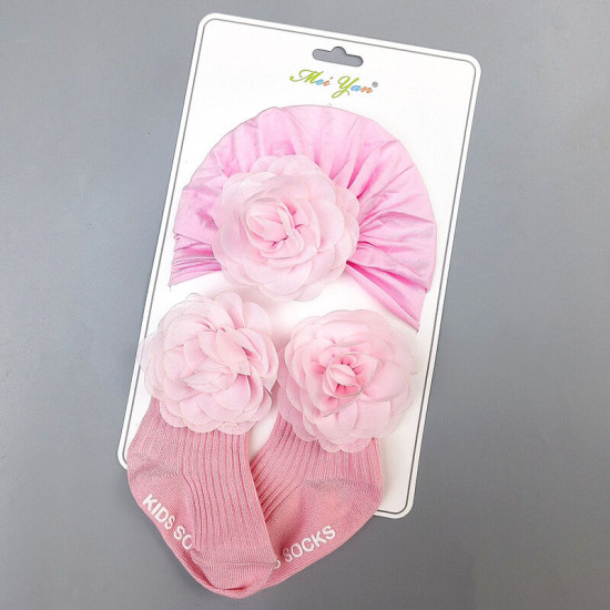 Newborn Sets Flower Baby Turban Hat And Socks  Accessories Vendors  