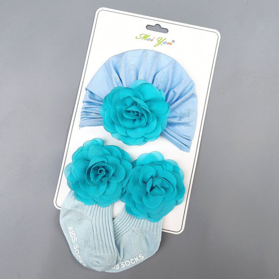 Newborn Sets Flower Baby Turban Hat And Socks  Accessories Vendors  