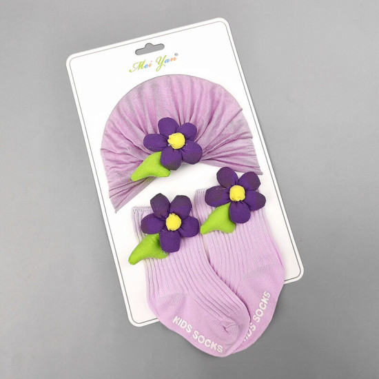 Newborn Flower Baby Turban Hat Socks Set Of Two  Accessories Vendors  