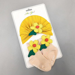 Newborn Flower Baby Turban Hat Socks Set Of Two  Accessories Vendors  