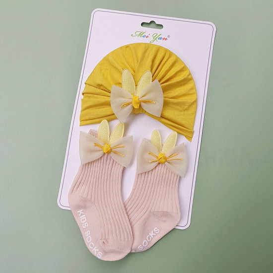 Newborn Rabbit Ears Baby Turban Hat Socks Set Of Two  Accessories Vendors  