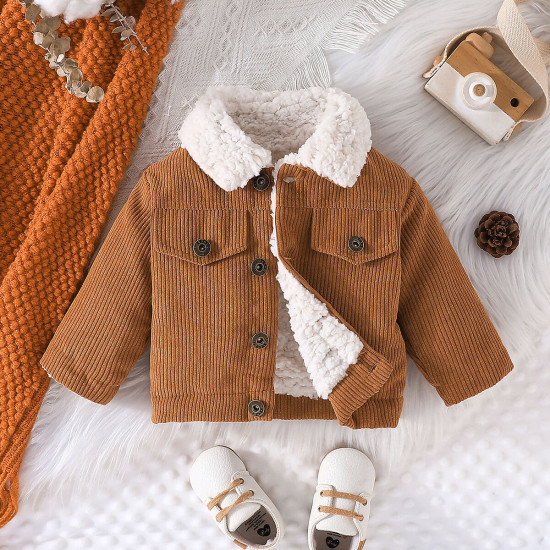 3M-3Y Baby Bear Back Pattern Lapel Corduroy Jackets  Baby Boutique Clothing  