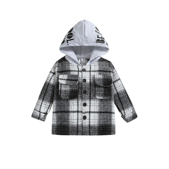 9M-4Y Toddler Boys Long Sleeve Plaid Hooded Casual Jackets  Boys Clothing  
