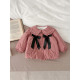 3-24M Baby Girls Ruffled Lapel Bow Winter Coats  Baby Clothing  