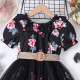 4-9Y Kids Girls Floral Mesh Dresses With Belt  Clothing Kidswear  