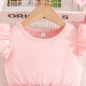 3-7Y Toddler Girls Flower Print Flying Sleeve Mesh Dresses  Girls Clothes  