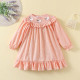 9M-5Y Toddler Girls Retro Animal Embroidered Ruffle Collar Dresses  Girls Clothes  