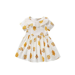 18M-7Y Toddler Girls Floral Print Shorts Sleeve Dresses  Girls Clothes  