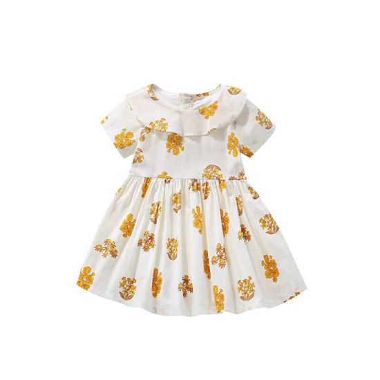 18M-7Y Toddler Girls Floral Print Shorts Sleeve Dresses  Girls Clothes  
