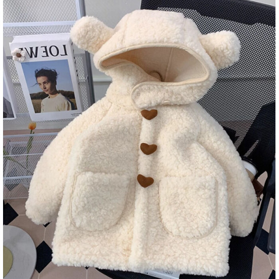 9M-6Y Toddler Girls Solid Color Lambswool Hooded Jackets & Coats  Girls Clothing Suppliers  