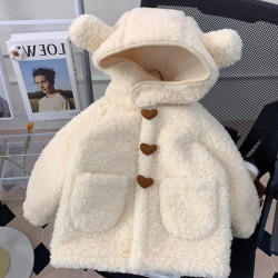9M-6Y Toddler Girls Solid Color Lambswool Hooded Jackets & Coats  Girls Clothing Suppliers  
