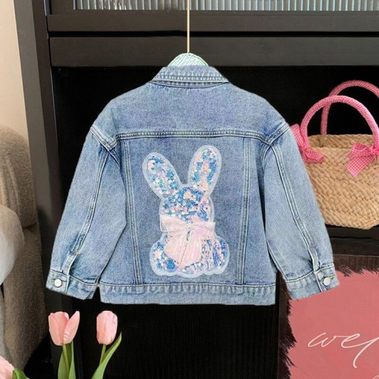 9M-7Y Toddler Girls Lapel Pearl Denim Jackets  Girls Clothes  