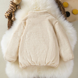 18M-6Y Toddler Girls Solid Color Flannel Zipper Jackets  Girls Fashion Clothes  