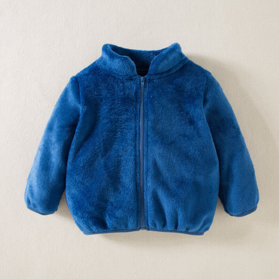 18M-6Y Toddler Girls Solid Color Flannel Zipper Jackets  Girls Fashion Clothes  