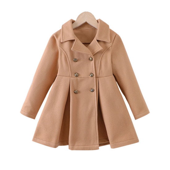 4-9Y Kids Girls Double-Breasted Wool Lapel Jackets  Kids Clothes  