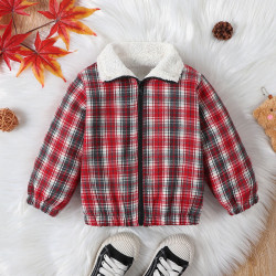 9M-5Y Unisex Long Sleeve Plaid Fleece Jackets  Toddler Boutique Clothing  