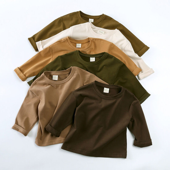 9M-6Y Toddler Solid Color Long Sleeve Tops  Toddler Boutique Clothing  