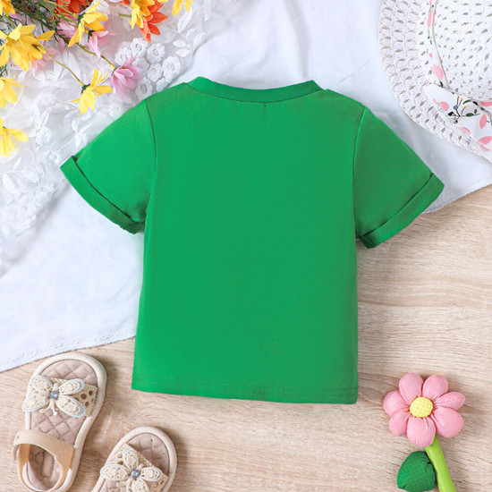 18M-6Y Toddler Girls St. Patrick's Day Letter Print Short Sleeve T-Shirts  Girls Clothes  