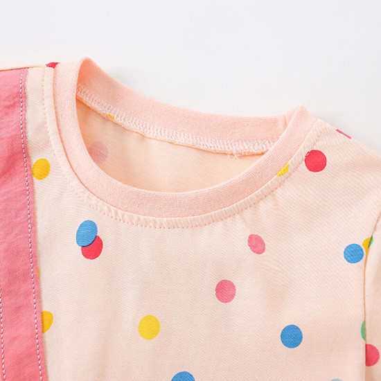 18M-7Y Toddler Crew Neck Ice Cream Dots Print T-Shirts  Girls Clothes  