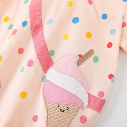 18M-7Y Toddler Crew Neck Ice Cream Dots Print T-Shirts  Girls Clothes  