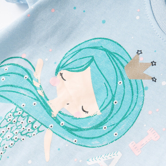 18M-7Y Toddler Girls Mermaid Round Neck Short Sleeves T-Shirts  Girls Clothes  