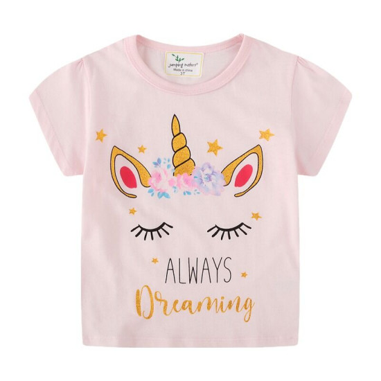 18M-7Y Toddler Girls Shorts Sleeve Unicorn Tops  Girls Clothes  