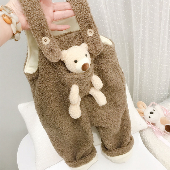9M-6Y Unisex Pocket Bear Plush Overalls  Toddler Boutique Clothing  