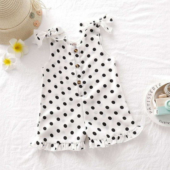 9M-5Y Toddler Girls Polka-Dot Print Camisole Rompers  Girls Clothes  