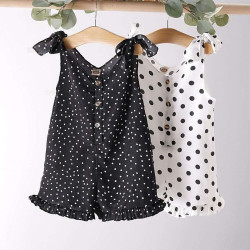 9M-5Y Toddler Girls Polka-Dot Print Camisole Rompers  Girls Clothes  