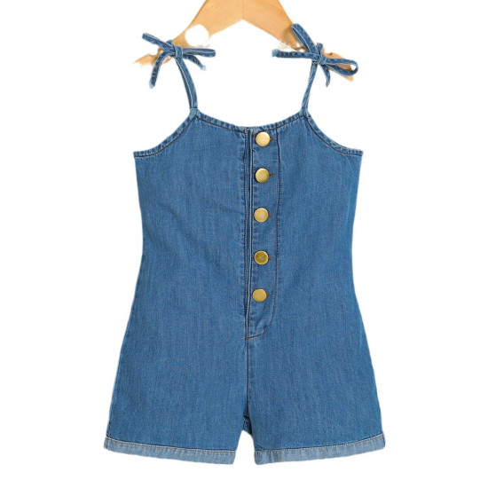 9M-5Y Toddler Girls Button Denim Sling Rompers  Girls Fashion Clothes  