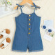 9M-5Y Toddler Girls Button Denim Sling Rompers  Girls Fashion Clothes  