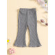 18M-6Y 3pcs Toddler Girls Solid Color Ribbed Flared Pants  Girls Fashion Clothes  