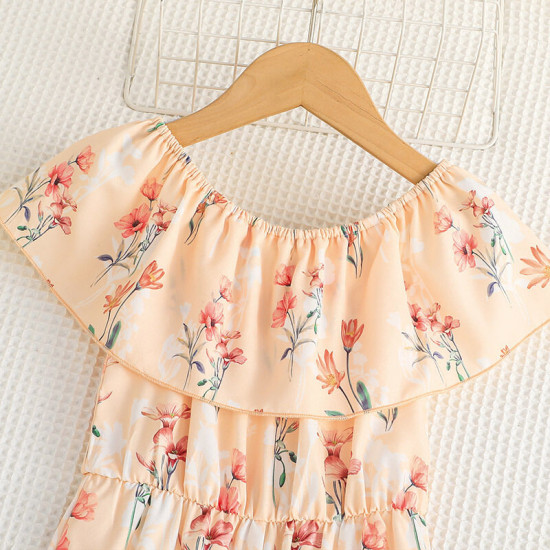 2-7Y Toddler Girls Floral Off-Shoulder Jumpsuit  Girls Clothes  