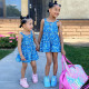 18M-7Y Toddler Girls Letter Sleeveless Denim Sling Rompers  Girls Fashion Clothes  