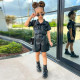 18M-7Y Toddler Girls Short Sleeve Waist Leather Jumpsuit  Girls Clothes  