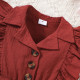 18M-6Y Toddler Girls Solid Lapel Rompers With Belt  Girls Clothes  