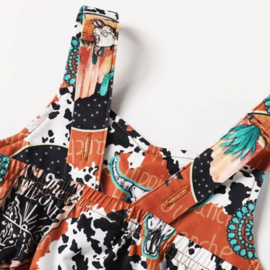 6M-4Y Toddler Girls Cactus Print Flared Jumpsuit Fashion Girl   