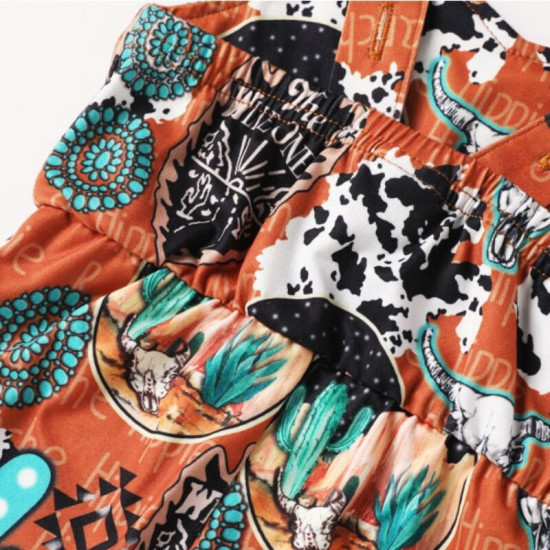 6M-4Y Toddler Girls Cactus Print Flared Jumpsuit Fashion Girl   