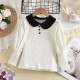 18M-7Y Toddler Girls Retro Doll Collar Long Sleeve Ribbed Bottoming Shirt  Girls Clothes  