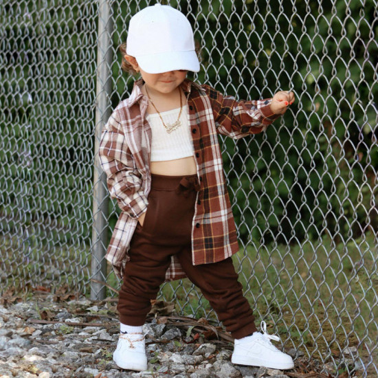 18M-6Y Toddler Girls Casual Long Sleeve Plaid Shirt Jacket  Girls Fashion Clothes  