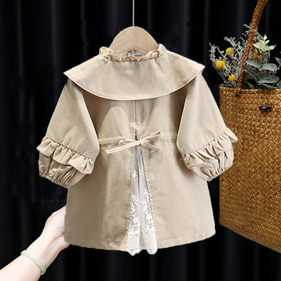 9M-6Y Solid Color Button Wide Collar Tops Girl Baby  Clothing  