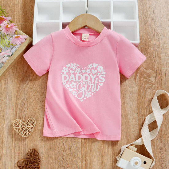 18M-5Y Toddler Girl MAMA'S Girl & DADDY'S Girl Letter Heart Print T-Shirt Girl  Boutique Clothing  